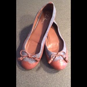 Cole Haan women’s denim/tan leather flats